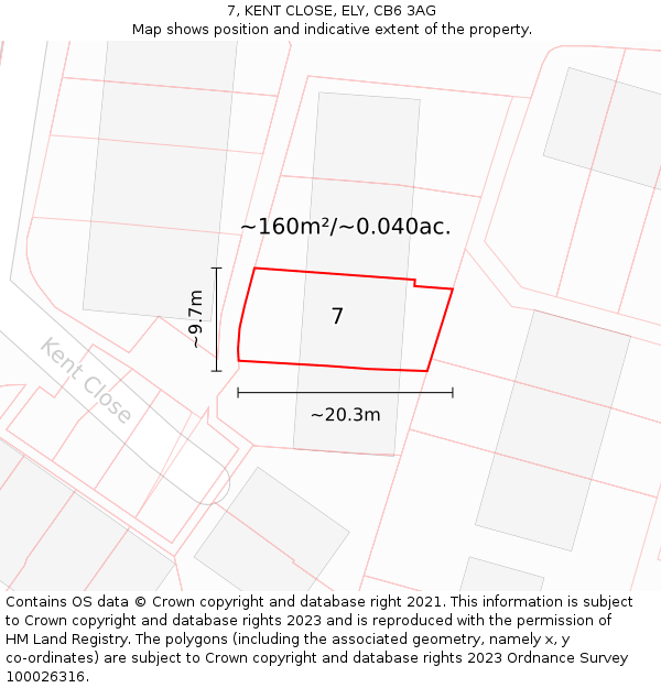 7, KENT CLOSE, ELY, CB6 3AG: Plot and title map