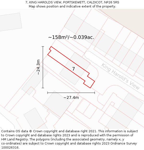 7, KING HAROLDS VIEW, PORTSKEWETT, CALDICOT, NP26 5RS: Plot and title map