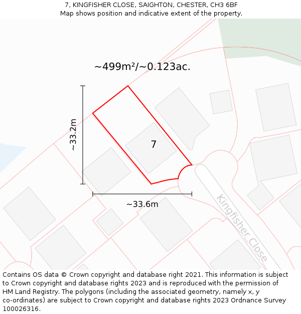 7, KINGFISHER CLOSE, SAIGHTON, CHESTER, CH3 6BF: Plot and title map
