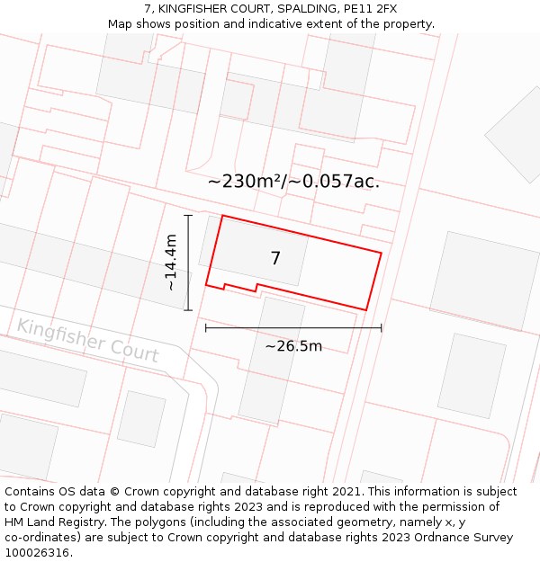 7, KINGFISHER COURT, SPALDING, PE11 2FX: Plot and title map