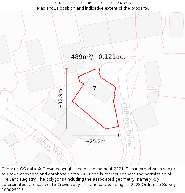 7, KINGFISHER DRIVE, EXETER, EX4 4SN: Plot and title map