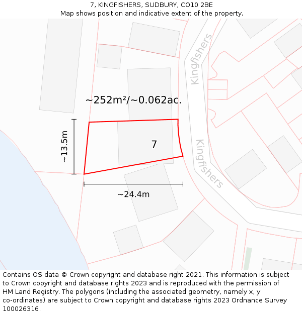 7, KINGFISHERS, SUDBURY, CO10 2BE: Plot and title map
