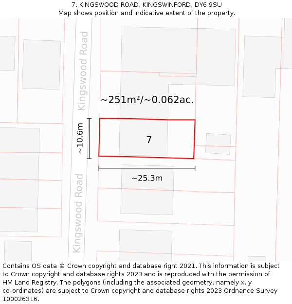 7, KINGSWOOD ROAD, KINGSWINFORD, DY6 9SU: Plot and title map