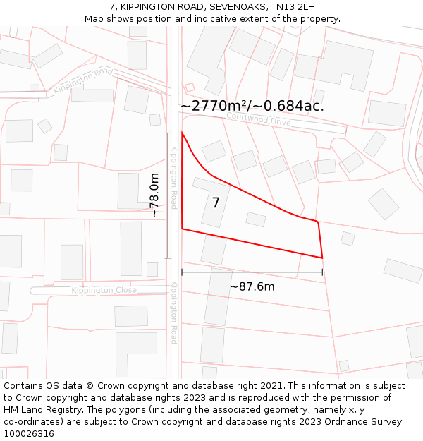 7, KIPPINGTON ROAD, SEVENOAKS, TN13 2LH: Plot and title map
