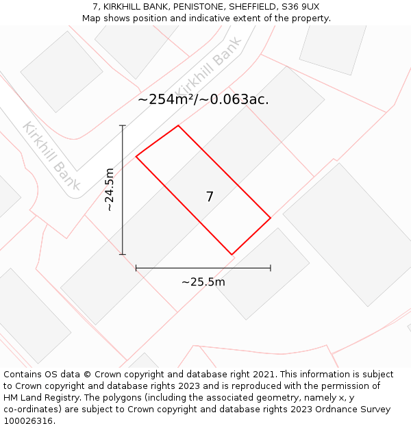 7, KIRKHILL BANK, PENISTONE, SHEFFIELD, S36 9UX: Plot and title map