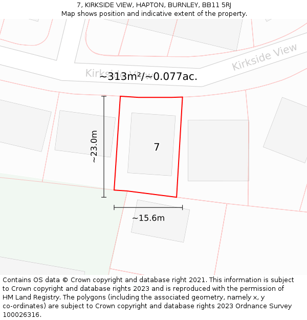 7, KIRKSIDE VIEW, HAPTON, BURNLEY, BB11 5RJ: Plot and title map