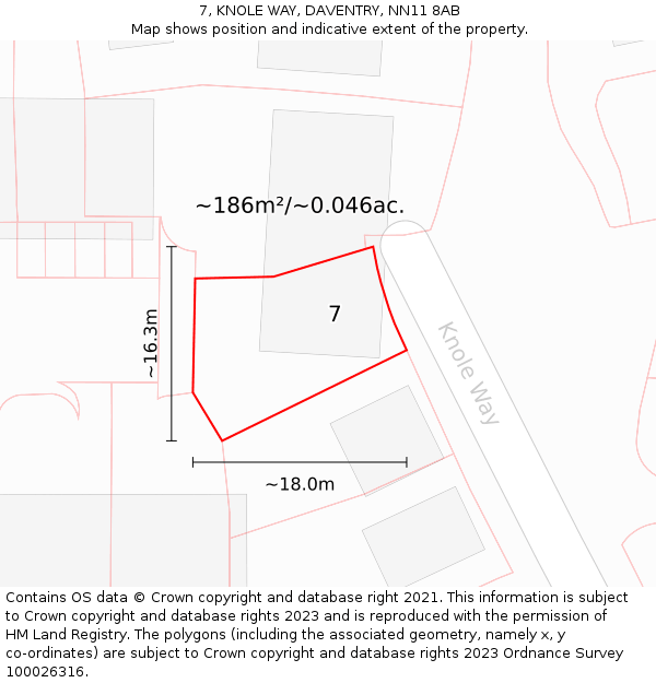 7, KNOLE WAY, DAVENTRY, NN11 8AB: Plot and title map