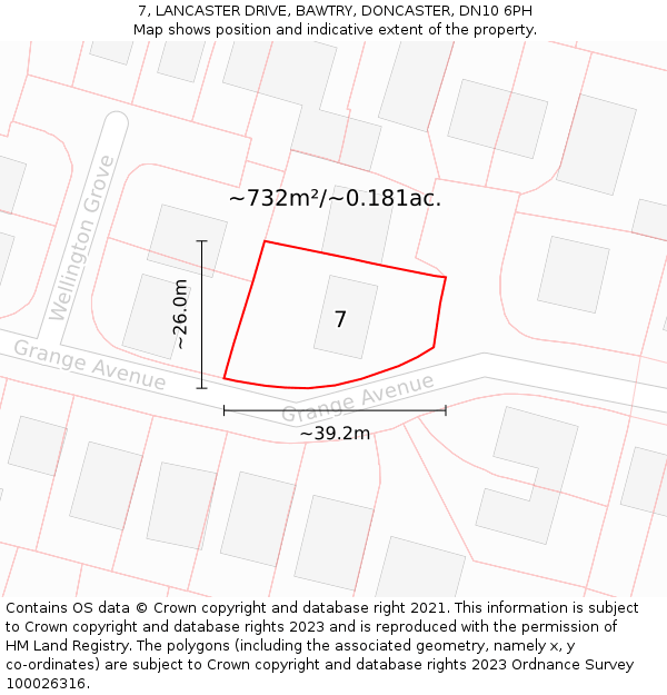 7, LANCASTER DRIVE, BAWTRY, DONCASTER, DN10 6PH: Plot and title map