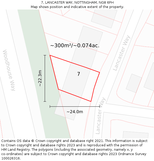 7, LANCASTER WAY, NOTTINGHAM, NG8 6PH: Plot and title map