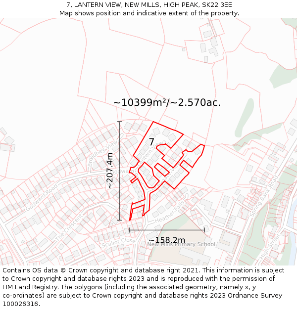 7, LANTERN VIEW, NEW MILLS, HIGH PEAK, SK22 3EE: Plot and title map