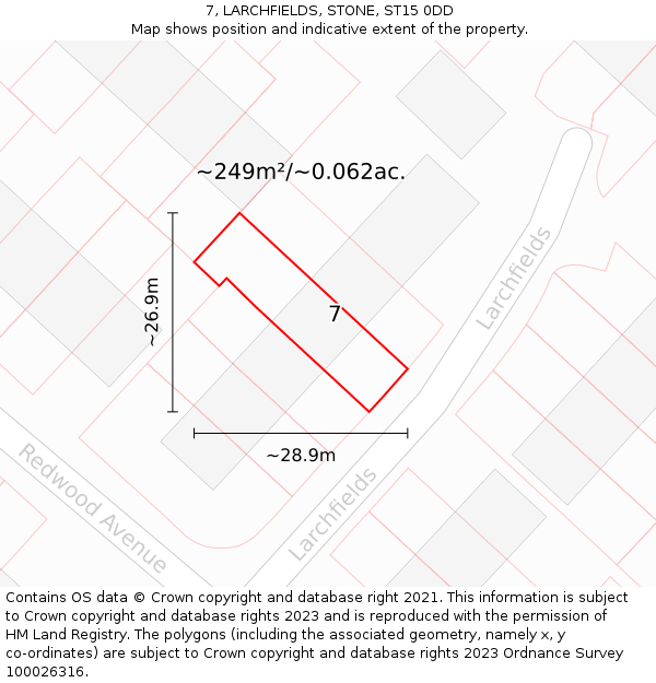 7, LARCHFIELDS, STONE, ST15 0DD: Plot and title map