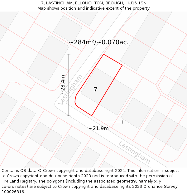 7, LASTINGHAM, ELLOUGHTON, BROUGH, HU15 1SN: Plot and title map