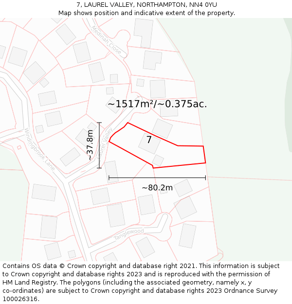 7, LAUREL VALLEY, NORTHAMPTON, NN4 0YU: Plot and title map