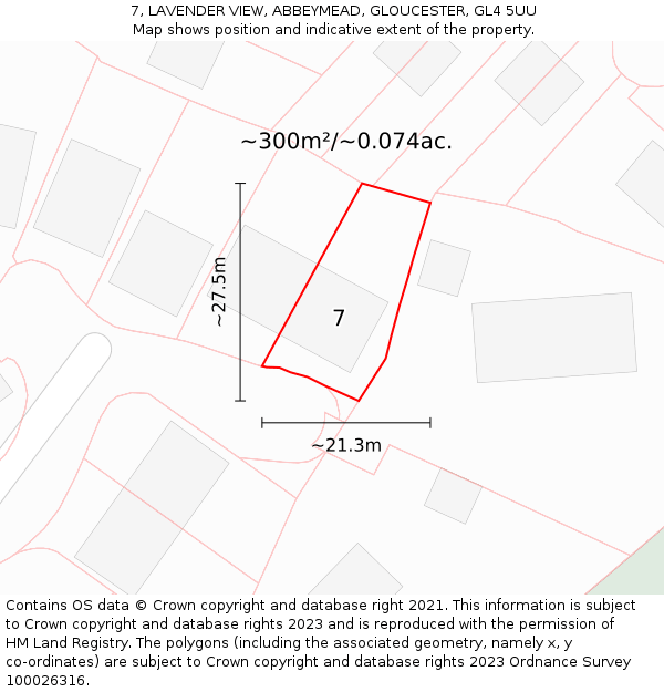 7, LAVENDER VIEW, ABBEYMEAD, GLOUCESTER, GL4 5UU: Plot and title map