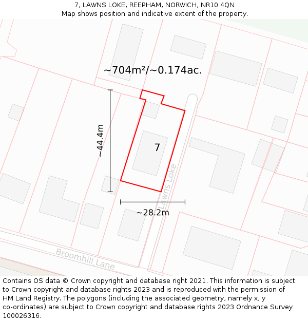 7, LAWNS LOKE, REEPHAM, NORWICH, NR10 4QN: Plot and title map