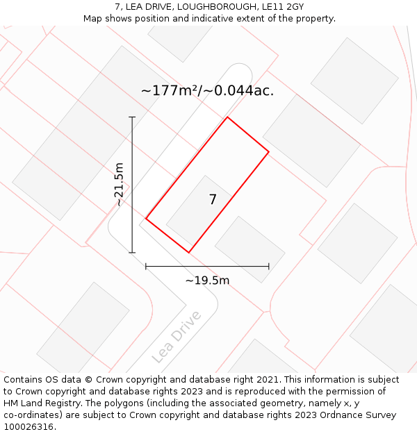 7, LEA DRIVE, LOUGHBOROUGH, LE11 2GY: Plot and title map