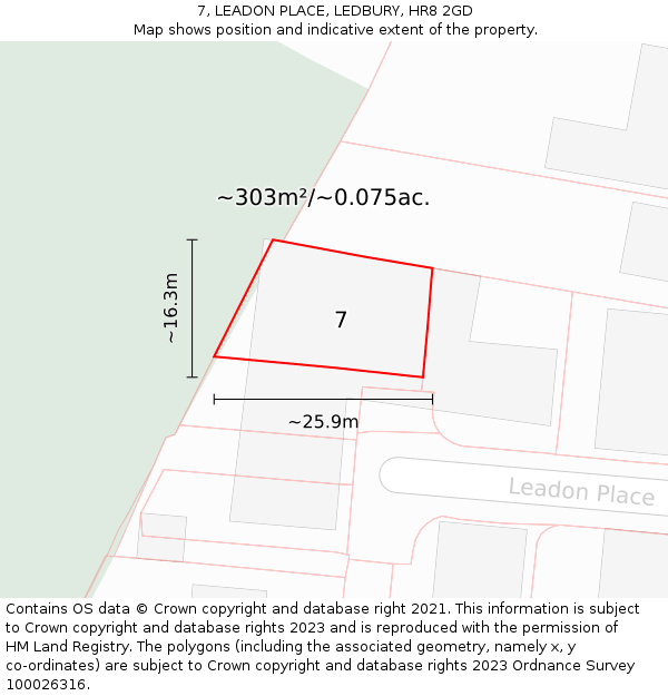 7, LEADON PLACE, LEDBURY, HR8 2GD: Plot and title map