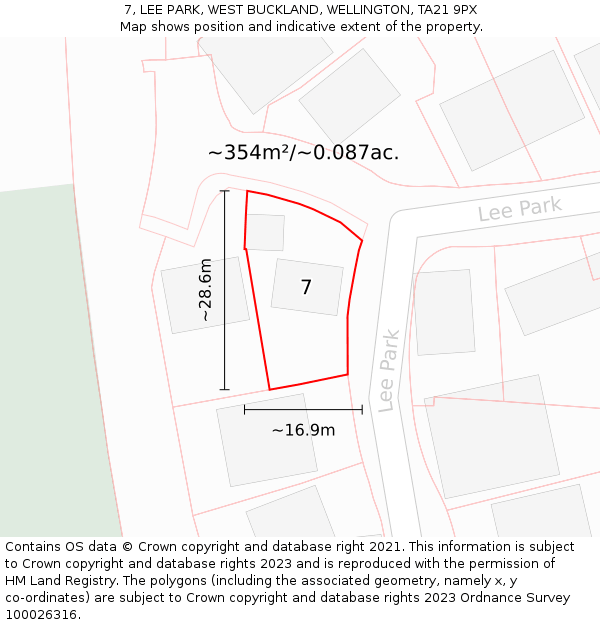 7, LEE PARK, WEST BUCKLAND, WELLINGTON, TA21 9PX: Plot and title map