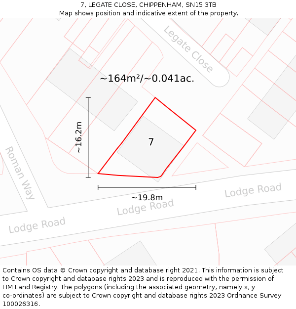 7, LEGATE CLOSE, CHIPPENHAM, SN15 3TB: Plot and title map