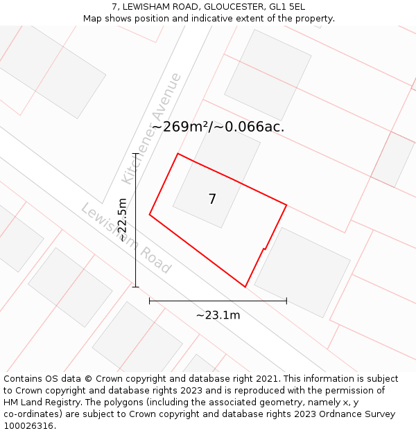 7, LEWISHAM ROAD, GLOUCESTER, GL1 5EL: Plot and title map