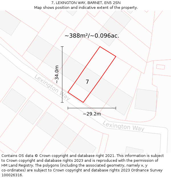 7, LEXINGTON WAY, BARNET, EN5 2SN: Plot and title map