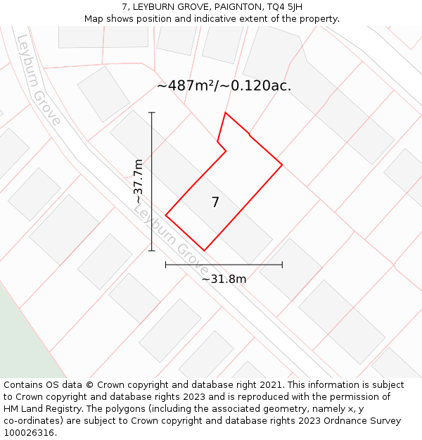 7, LEYBURN GROVE, PAIGNTON, TQ4 5JH: Plot and title map