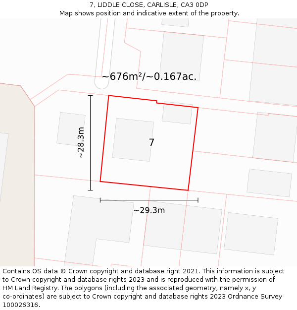 7, LIDDLE CLOSE, CARLISLE, CA3 0DP: Plot and title map