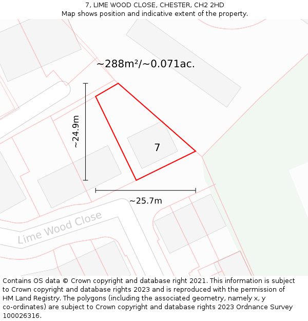 7, LIME WOOD CLOSE, CHESTER, CH2 2HD: Plot and title map
