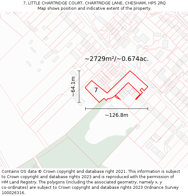 7, LITTLE CHARTRIDGE COURT, CHARTRIDGE LANE, CHESHAM, HP5 2RQ: Plot and title map