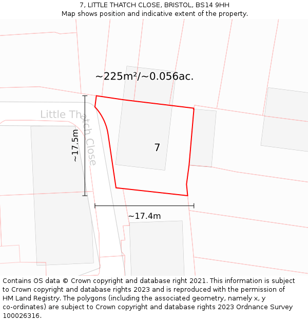 7, LITTLE THATCH CLOSE, BRISTOL, BS14 9HH: Plot and title map