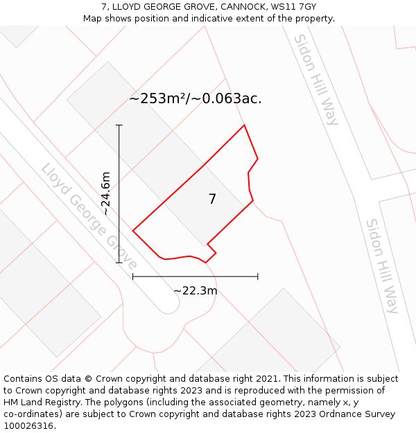 7, LLOYD GEORGE GROVE, CANNOCK, WS11 7GY: Plot and title map