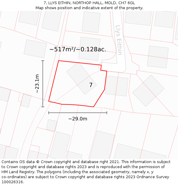 7, LLYS EITHIN, NORTHOP HALL, MOLD, CH7 6GL: Plot and title map