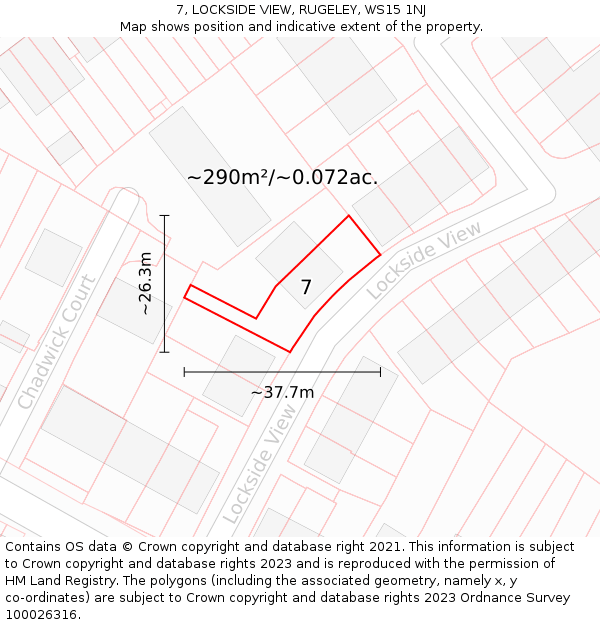 7, LOCKSIDE VIEW, RUGELEY, WS15 1NJ: Plot and title map