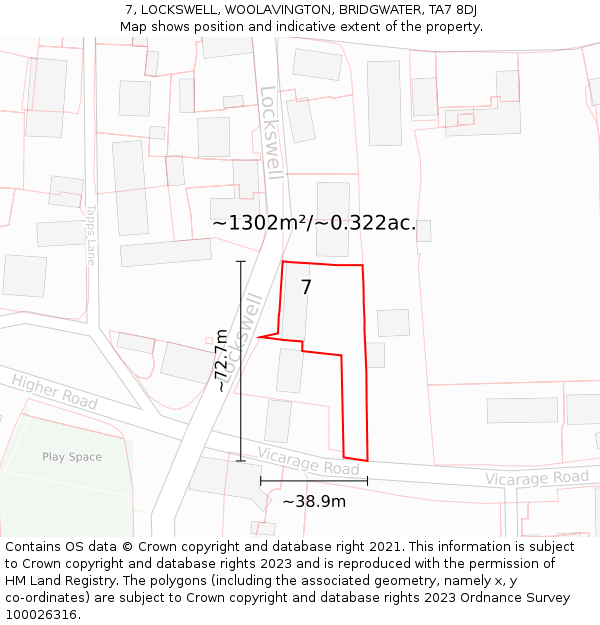 7, LOCKSWELL, WOOLAVINGTON, BRIDGWATER, TA7 8DJ: Plot and title map