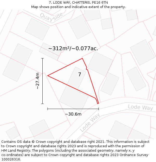 7, LODE WAY, CHATTERIS, PE16 6TN: Plot and title map