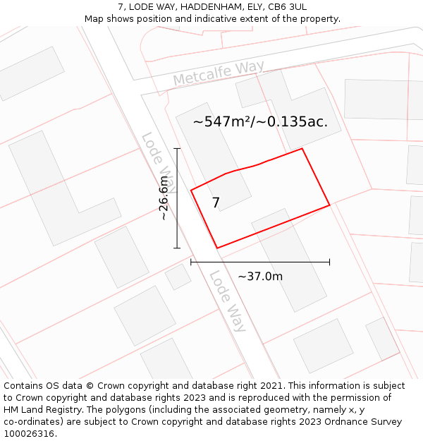 7, LODE WAY, HADDENHAM, ELY, CB6 3UL: Plot and title map