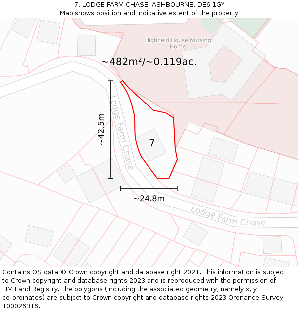 7, LODGE FARM CHASE, ASHBOURNE, DE6 1GY: Plot and title map
