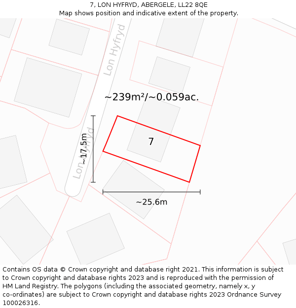 7, LON HYFRYD, ABERGELE, LL22 8QE: Plot and title map