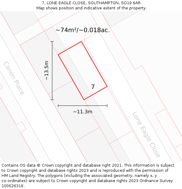 7, LONE EAGLE CLOSE, SOUTHAMPTON, SO19 6AR: Plot and title map