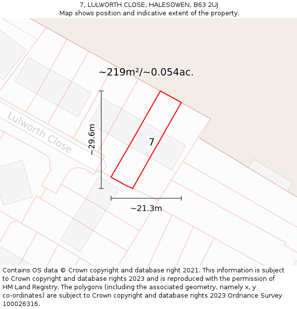 7, LULWORTH CLOSE, HALESOWEN, B63 2UJ: Plot and title map