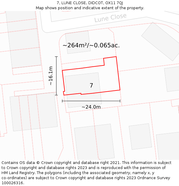 7, LUNE CLOSE, DIDCOT, OX11 7QJ: Plot and title map