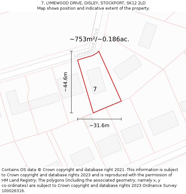7, LYMEWOOD DRIVE, DISLEY, STOCKPORT, SK12 2LD: Plot and title map