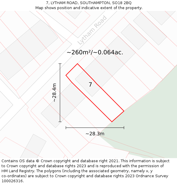 7, LYTHAM ROAD, SOUTHAMPTON, SO18 2BQ: Plot and title map