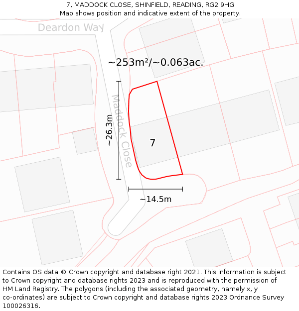 7, MADDOCK CLOSE, SHINFIELD, READING, RG2 9HG: Plot and title map