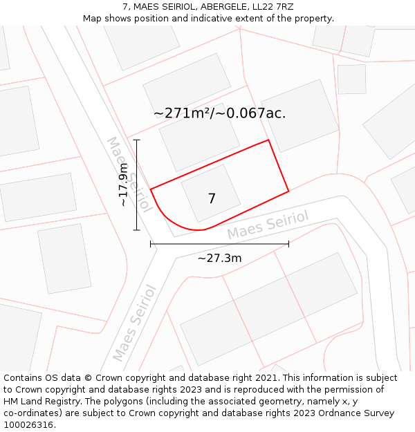 7, MAES SEIRIOL, ABERGELE, LL22 7RZ: Plot and title map