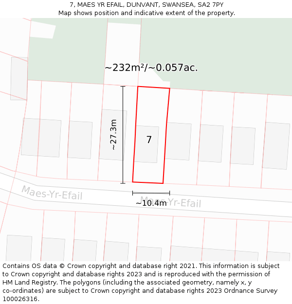7, MAES YR EFAIL, DUNVANT, SWANSEA, SA2 7PY: Plot and title map