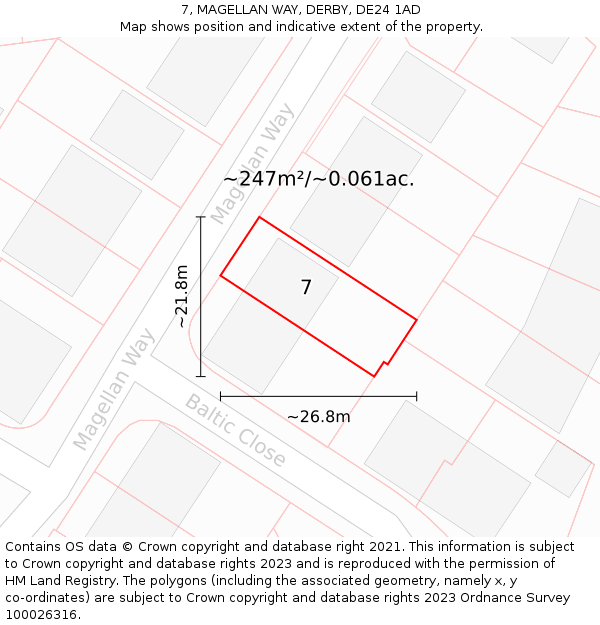 7, MAGELLAN WAY, DERBY, DE24 1AD: Plot and title map