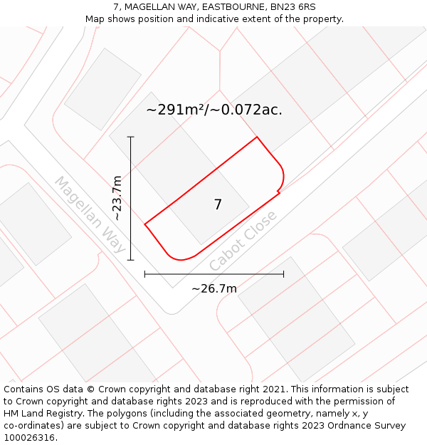 7, MAGELLAN WAY, EASTBOURNE, BN23 6RS: Plot and title map