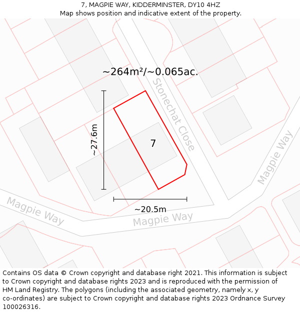 7, MAGPIE WAY, KIDDERMINSTER, DY10 4HZ: Plot and title map