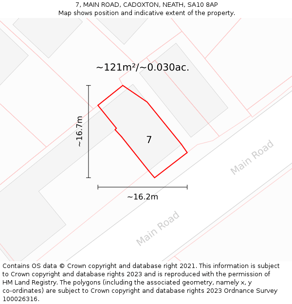 7, MAIN ROAD, CADOXTON, NEATH, SA10 8AP: Plot and title map